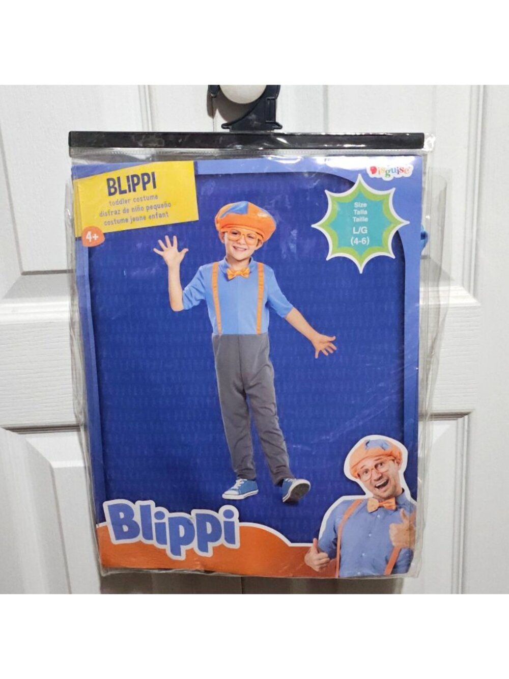 Blippi Costume Kids 4-6 Orange Glasses Bowtie Hat Boys Halloween